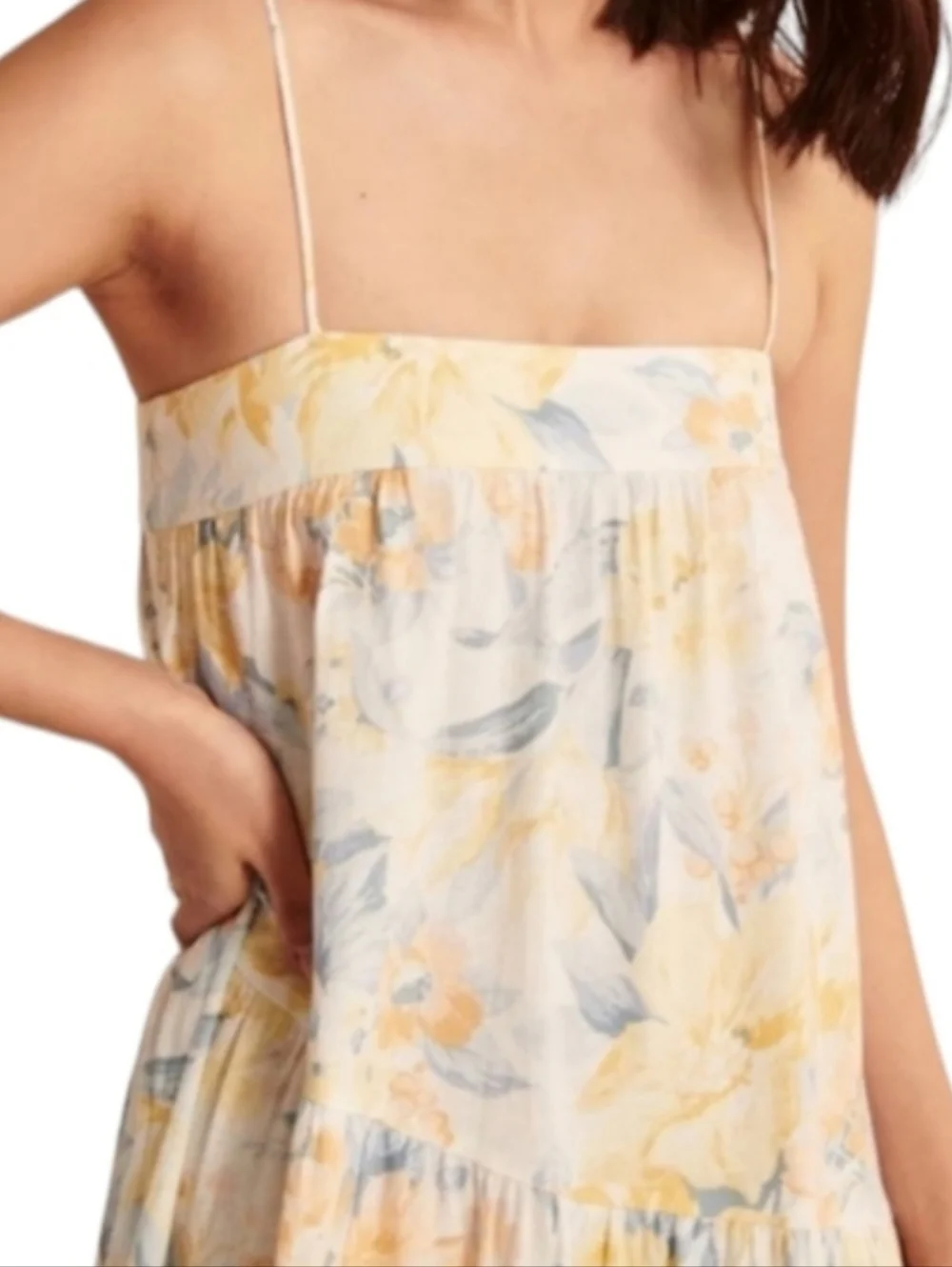Abercrombie & Fitch Floral Sleeveless Spaghetti Strap Linen Blend Maxi Dress